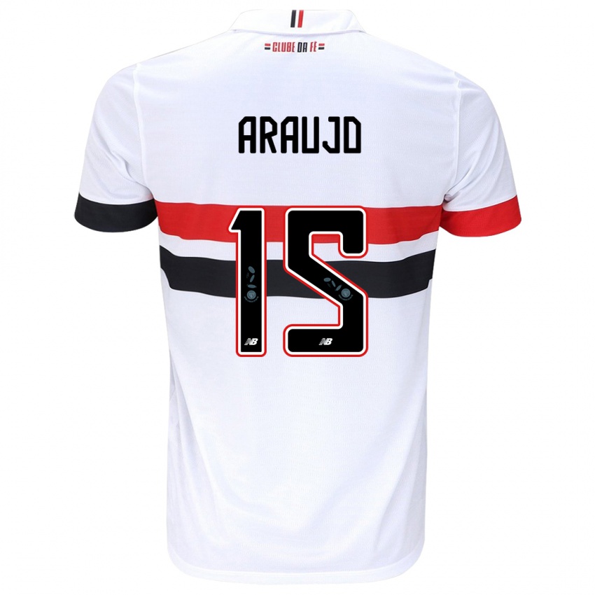 Niño Camiseta Michel Araújo #15 Blanco Rojo Negro 1ª Equipación 2024/25 La Camisa Argentina