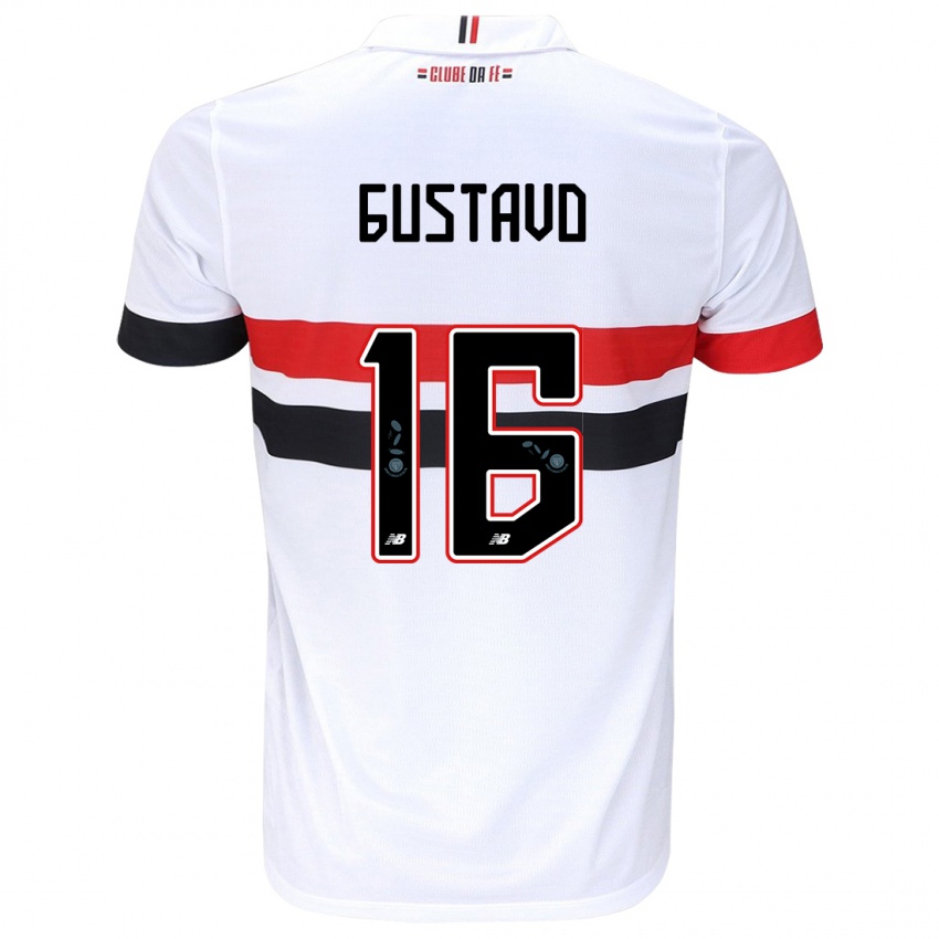 Niño Camiseta Luiz Gustavo #16 Blanco Rojo Negro 1ª Equipación 2024/25 La Camisa Argentina