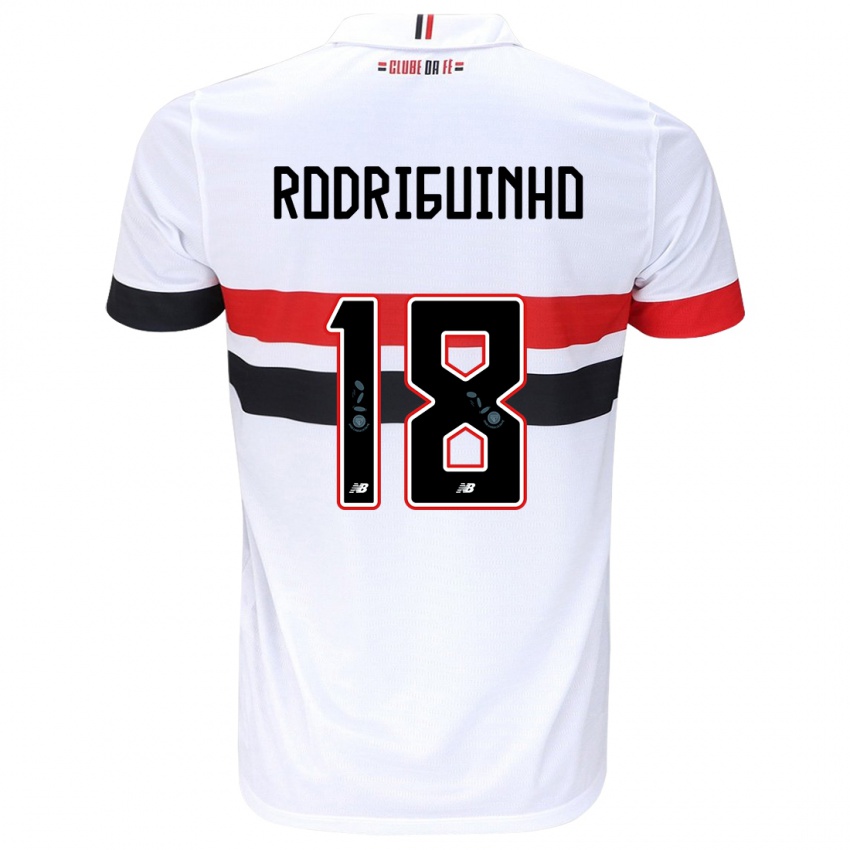 Niño Camiseta Rodriguinho #18 Blanco Rojo Negro 1ª Equipación 2024/25 La Camisa Argentina