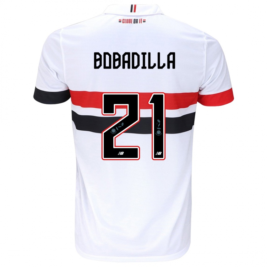 Niño Camiseta Damián Bobadilla #21 Blanco Rojo Negro 1ª Equipación 2024/25 La Camisa Argentina