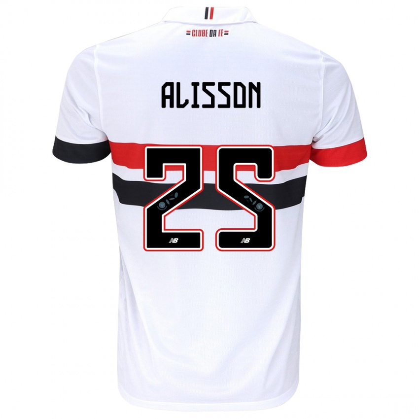 Niño Camiseta Alisson #25 Blanco Rojo Negro 1ª Equipación 2024/25 La Camisa Argentina