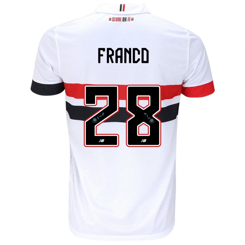 Niño Camiseta Alan Franco #28 Blanco Rojo Negro 1ª Equipación 2024/25 La Camisa Argentina