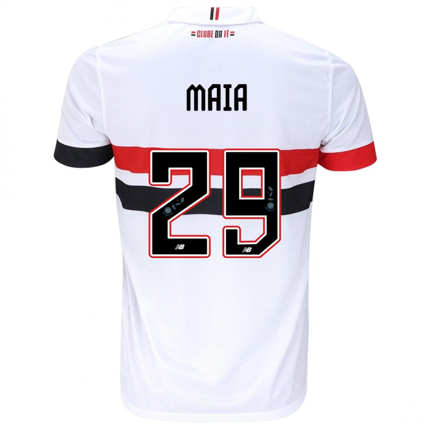 Niño Camiseta Pablo Maia #29 Blanco Rojo Negro 1ª Equipación 2024/25 La Camisa Argentina