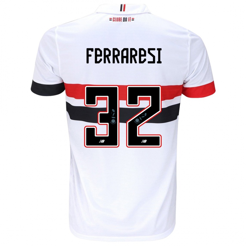 Niño Camiseta Nahuel Ferraresi #32 Blanco Rojo Negro 1ª Equipación 2024/25 La Camisa Argentina