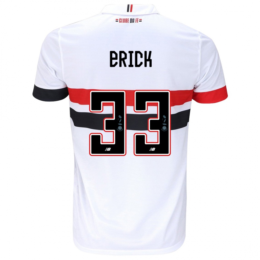 Niño Camiseta Erick #33 Blanco Rojo Negro 1ª Equipación 2024/25 La Camisa Argentina