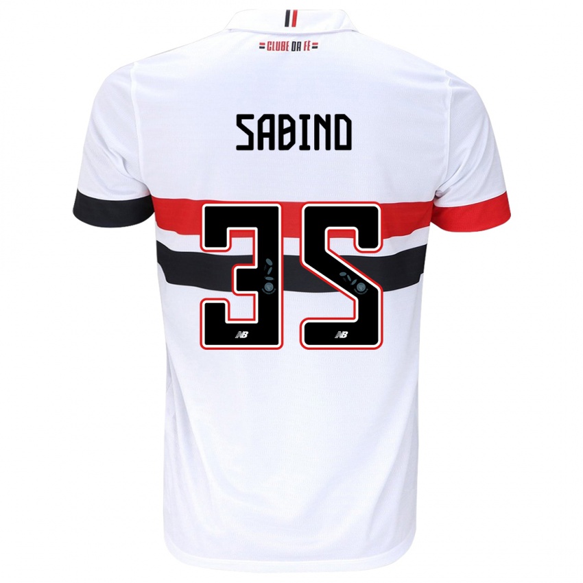 Niño Camiseta Sabino #35 Blanco Rojo Negro 1ª Equipación 2024/25 La Camisa Argentina