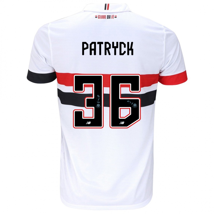 Niño Camiseta Patryck #36 Blanco Rojo Negro 1ª Equipación 2024/25 La Camisa Argentina