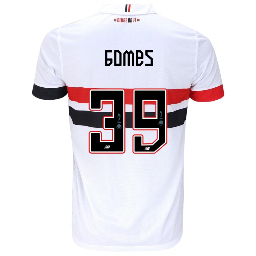 Niño Camiseta William Gomes #39 Blanco Rojo Negro 1ª Equipación 2024/25 La Camisa Argentina