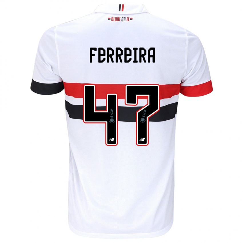 Niño Camiseta Ferreira #47 Blanco Rojo Negro 1ª Equipación 2024/25 La Camisa Argentina