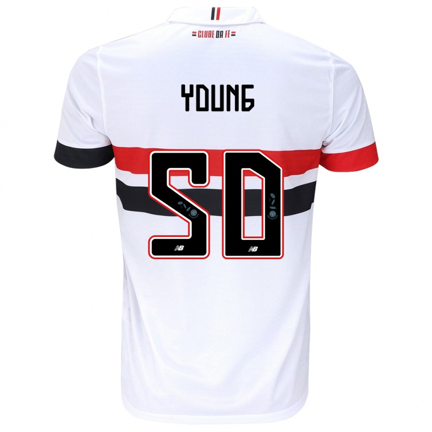 Niño Camiseta Young #50 Blanco Rojo Negro 1ª Equipación 2024/25 La Camisa Argentina