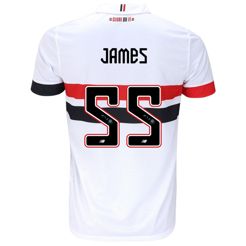 Niño Camiseta James Rodríguez #55 Blanco Rojo Negro 1ª Equipación 2024/25 La Camisa Argentina