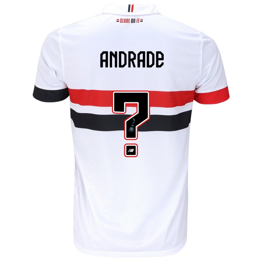 Niño Camiseta Pedro Andrade #0 Blanco Rojo Negro 1ª Equipación 2024/25 La Camisa Argentina