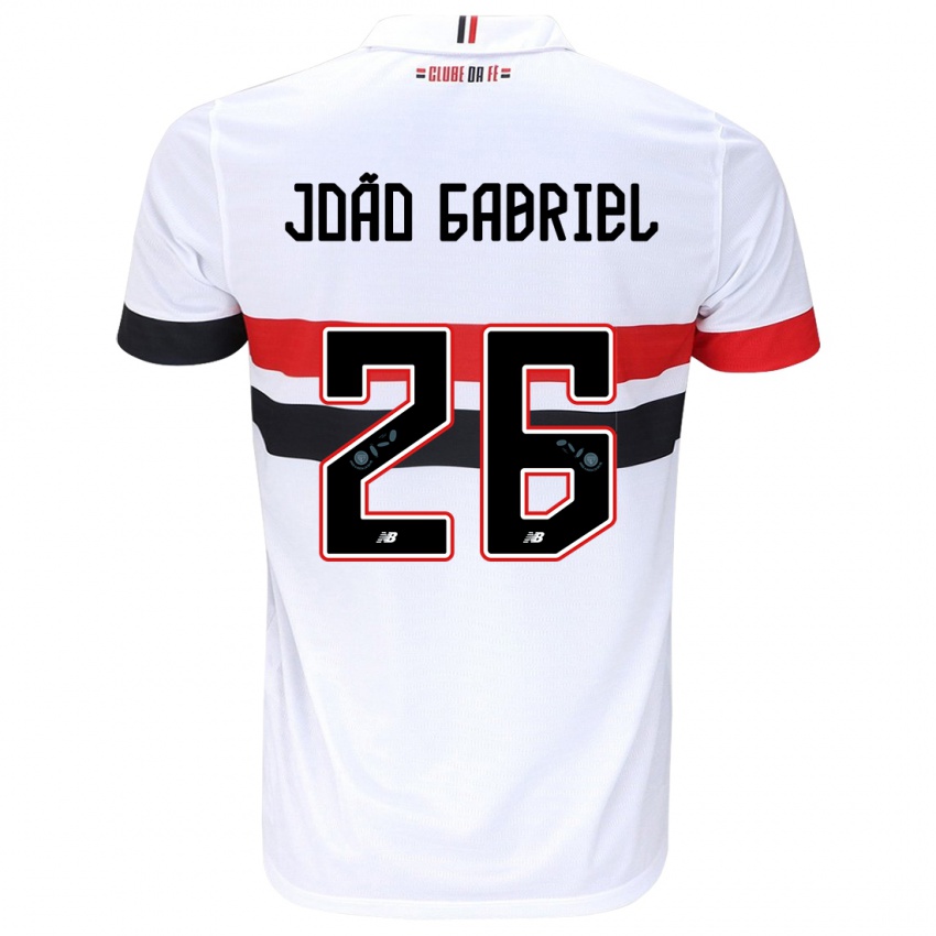 Niño Camiseta João Gabriel #26 Blanco Rojo Negro 1ª Equipación 2024/25 La Camisa Argentina