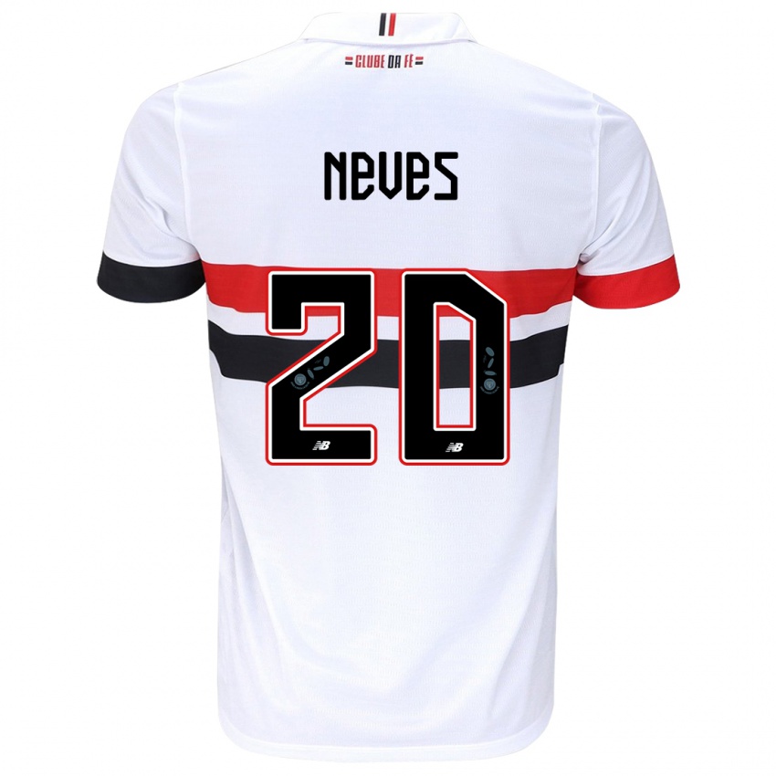 Niño Camiseta Gabriel Neves #20 Blanco Rojo Negro 1ª Equipación 2024/25 La Camisa Argentina