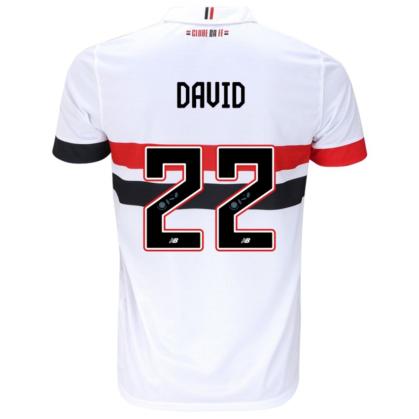 Niño Camiseta David #22 Blanco Rojo Negro 1ª Equipación 2024/25 La Camisa Argentina