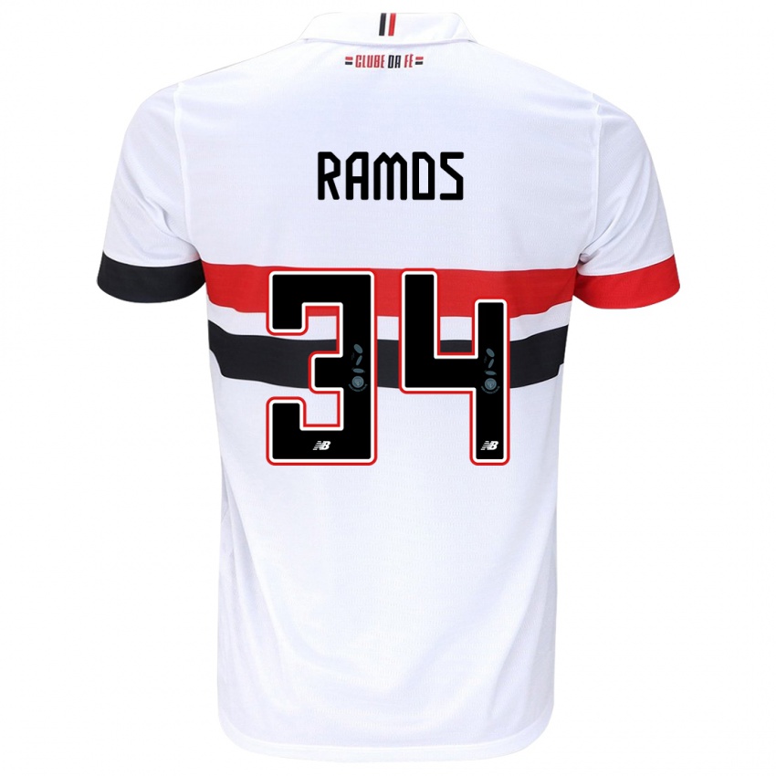 Niño Camiseta Raí Ramos #34 Blanco Rojo Negro 1ª Equipación 2024/25 La Camisa Argentina