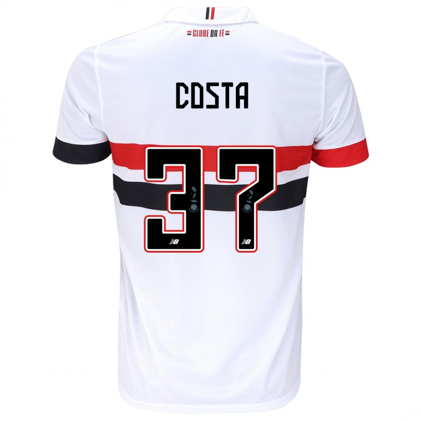 Niño Camiseta Talles Costa #37 Blanco Rojo Negro 1ª Equipación 2024/25 La Camisa Argentina