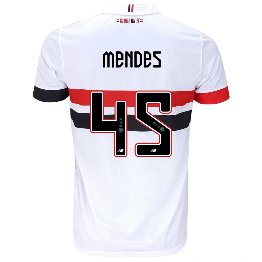 Niño Camiseta Nathan Mendes #45 Blanco Rojo Negro 1ª Equipación 2024/25 La Camisa Argentina