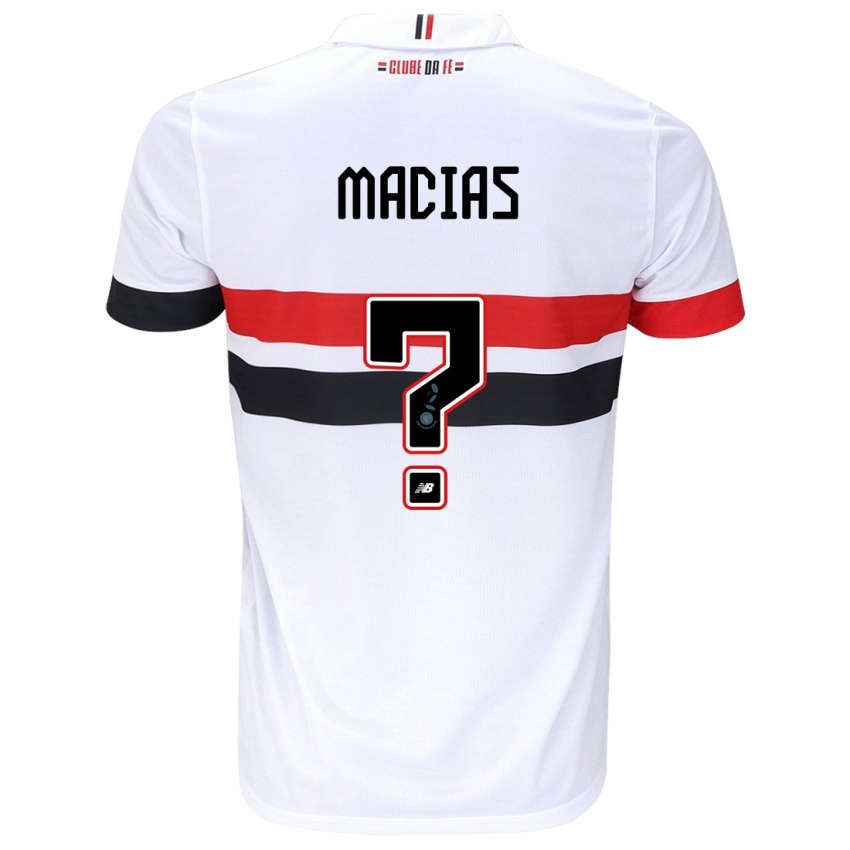 Niño Camiseta Juan Macías #0 Blanco Rojo Negro 1ª Equipación 2024/25 La Camisa Argentina