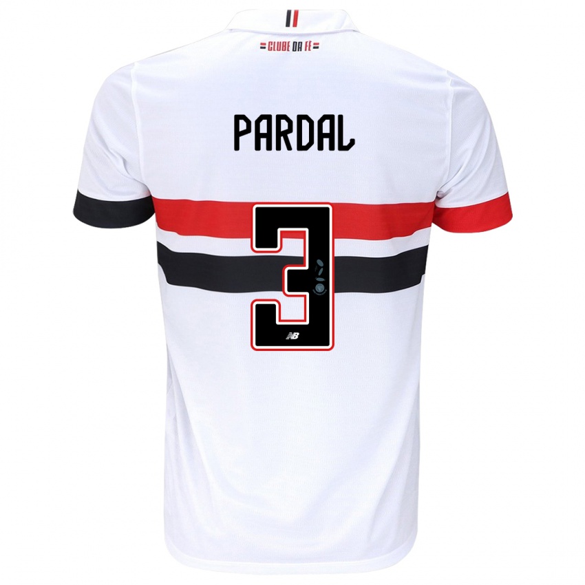 Niño Camiseta Pardal #3 Blanco Rojo Negro 1ª Equipación 2024/25 La Camisa Argentina