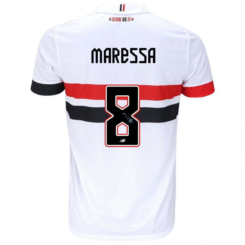 Niño Camiseta Maressa #8 Blanco Rojo Negro 1ª Equipación 2024/25 La Camisa Argentina