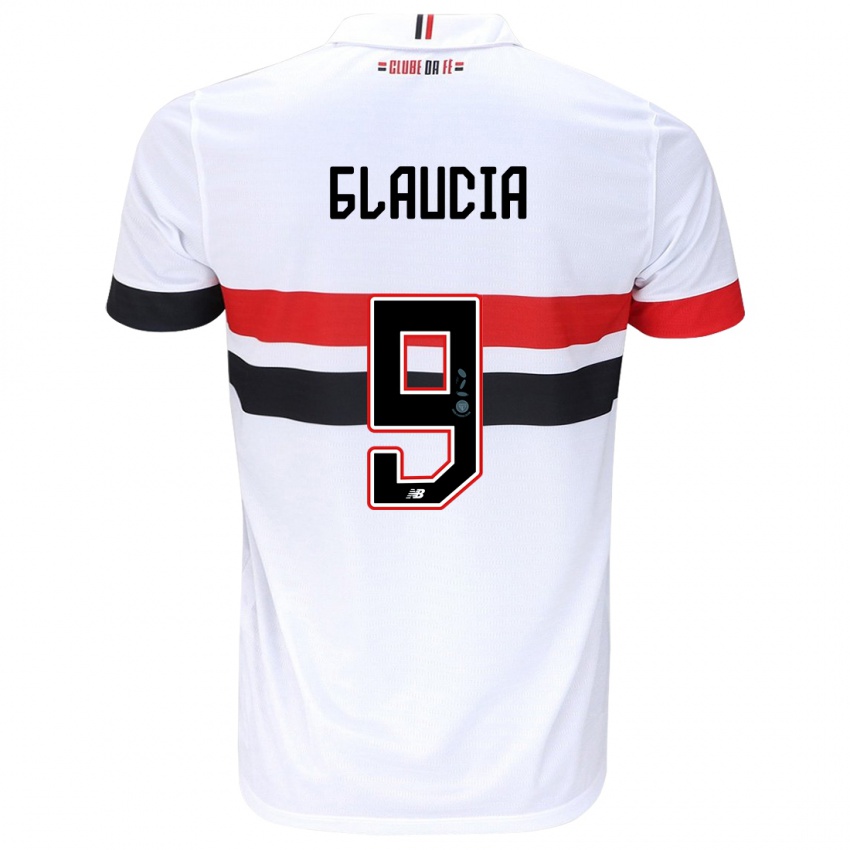 Niño Camiseta Glaucia #9 Blanco Rojo Negro 1ª Equipación 2024/25 La Camisa Argentina