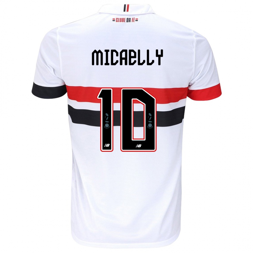 Niño Camiseta Micaelly #10 Blanco Rojo Negro 1ª Equipación 2024/25 La Camisa Argentina