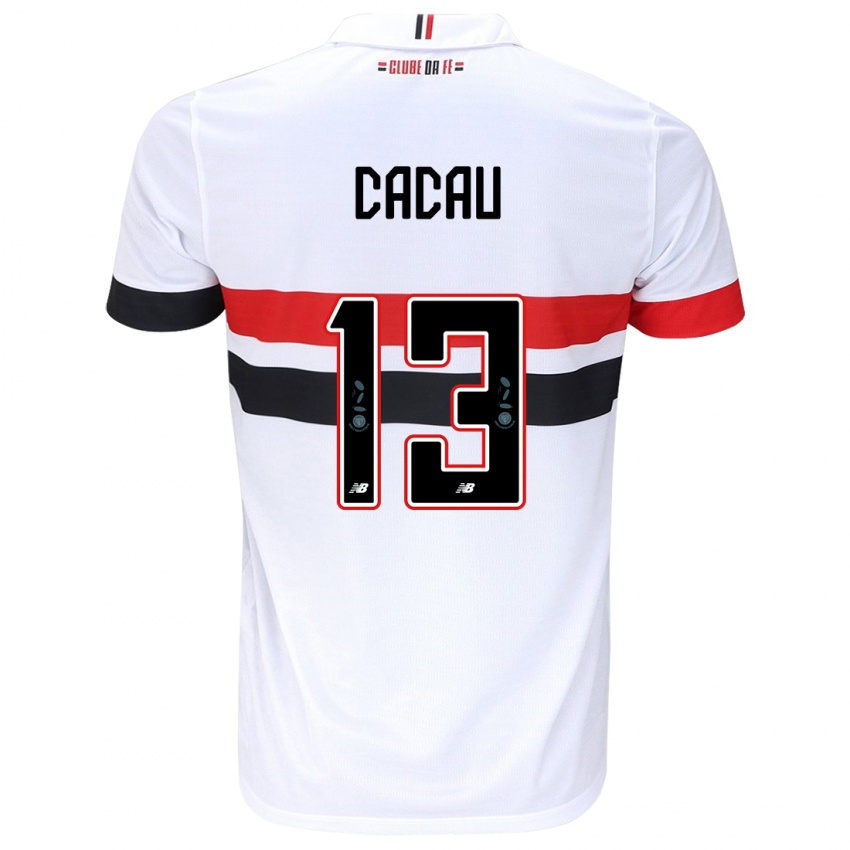 Niño Camiseta Cacau #13 Blanco Rojo Negro 1ª Equipación 2024/25 La Camisa Argentina