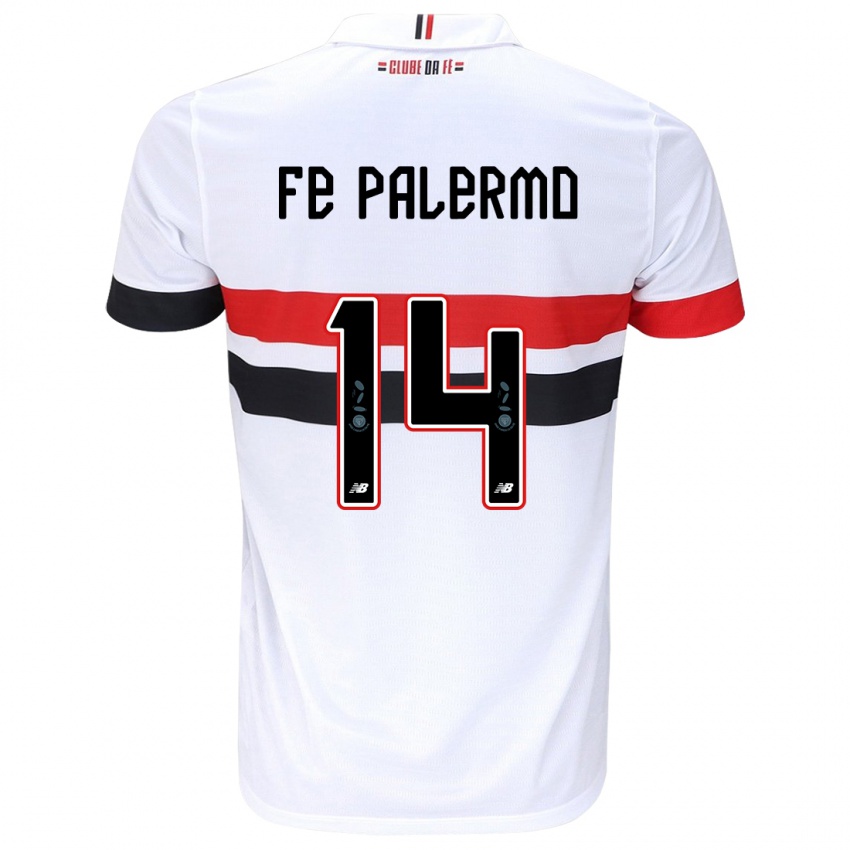 Niño Camiseta Fe Palermo #14 Blanco Rojo Negro 1ª Equipación 2024/25 La Camisa Argentina