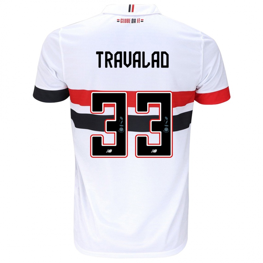 Niño Camiseta Rafa Travalão #33 Blanco Rojo Negro 1ª Equipación 2024/25 La Camisa Argentina