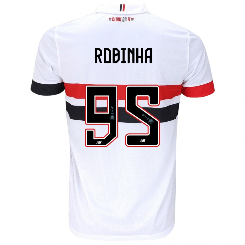 Niño Camiseta Robinha #95 Blanco Rojo Negro 1ª Equipación 2024/25 La Camisa Argentina