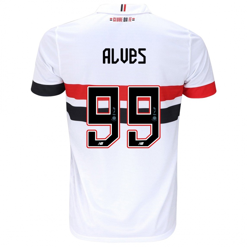 Niño Camiseta Letícia Alves #99 Blanco Rojo Negro 1ª Equipación 2024/25 La Camisa Argentina