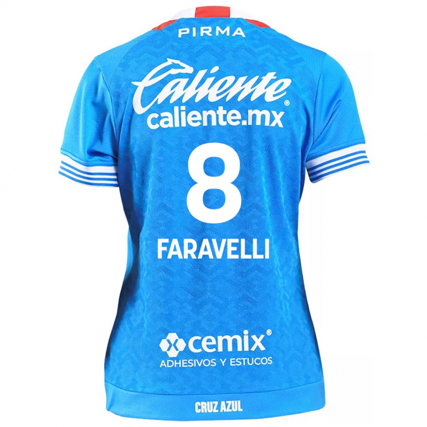 Niño Camiseta Lorenzo Faravelli #8 Cielo Azul 1ª Equipación 2024/25 La Camisa Argentina