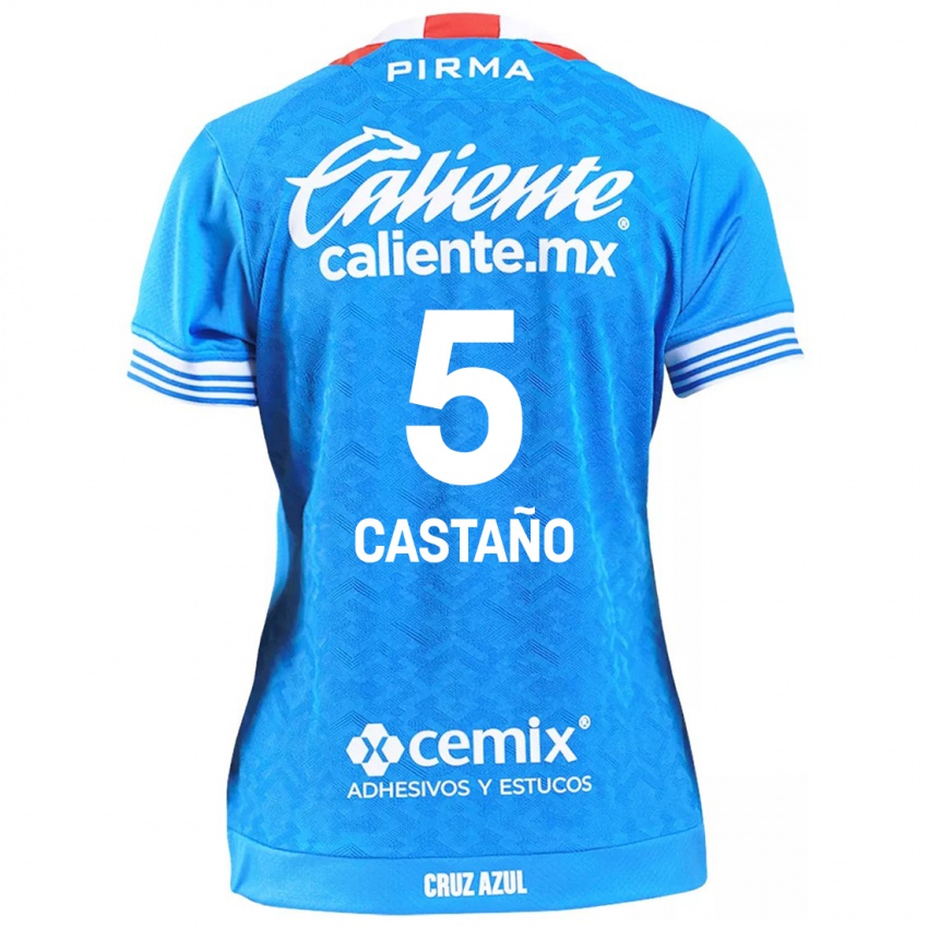 Niño Camiseta Kevin Castaño #5 Cielo Azul 1ª Equipación 2024/25 La Camisa Argentina