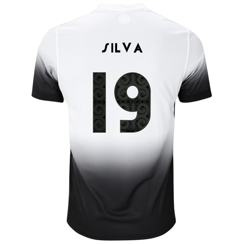 Niño Camiseta Gustavo Silva #19 Blanco Negro 1ª Equipación 2024/25 La Camisa Argentina