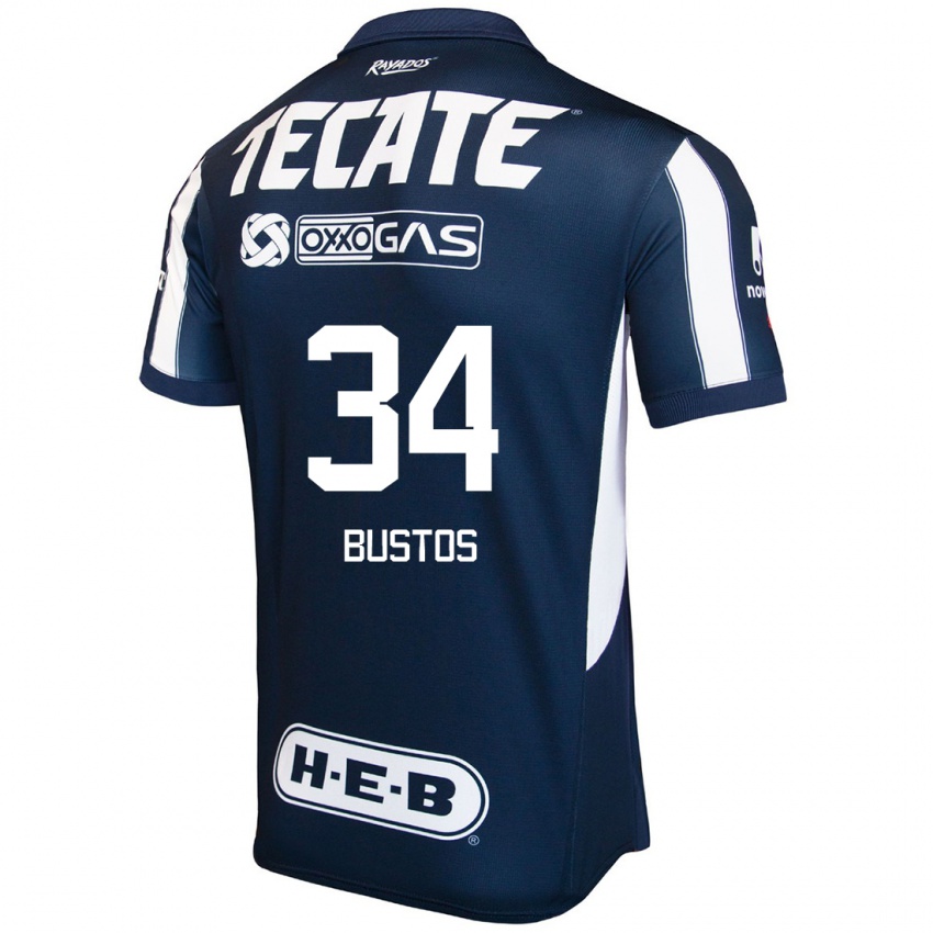 Niño Camiseta César Bustos #34 Azul Rojo Blanco 1ª Equipación 2024/25 La Camisa Argentina