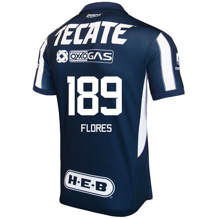 Niño Camiseta Yael Flores #189 Azul Rojo Blanco 1ª Equipación 2024/25 La Camisa Argentina