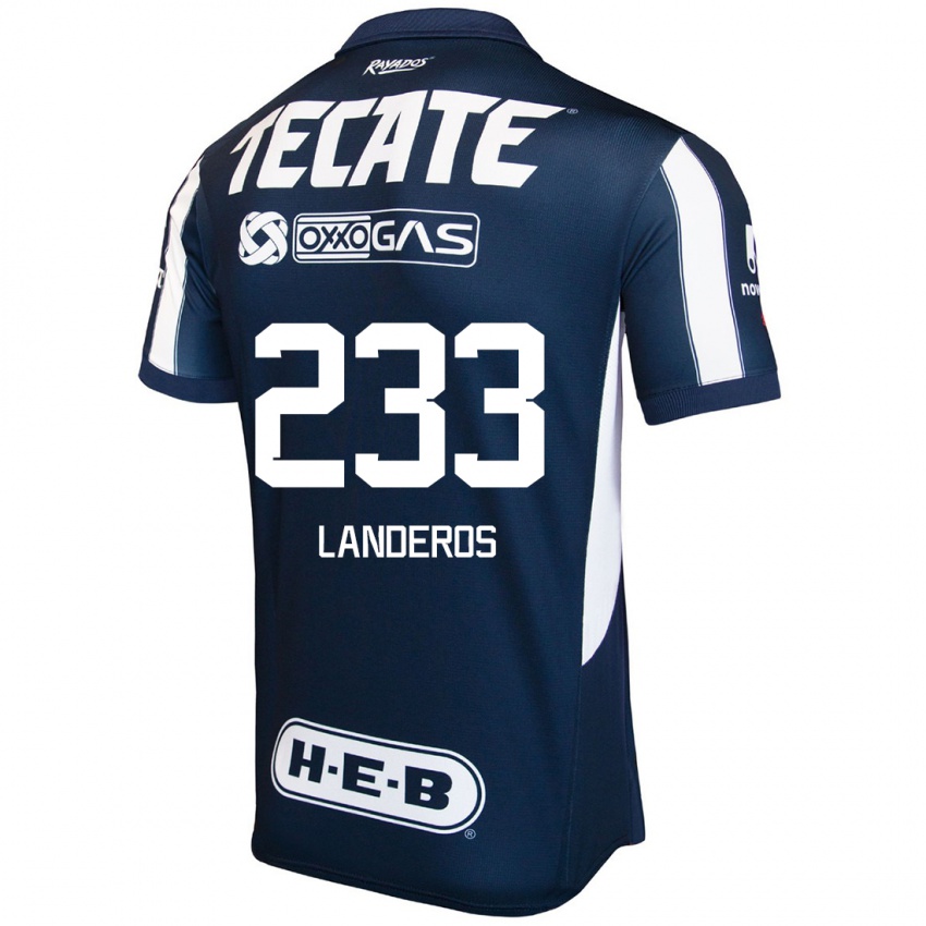 Niño Camiseta Jorge Landeros #233 Azul Rojo Blanco 1ª Equipación 2024/25 La Camisa Argentina