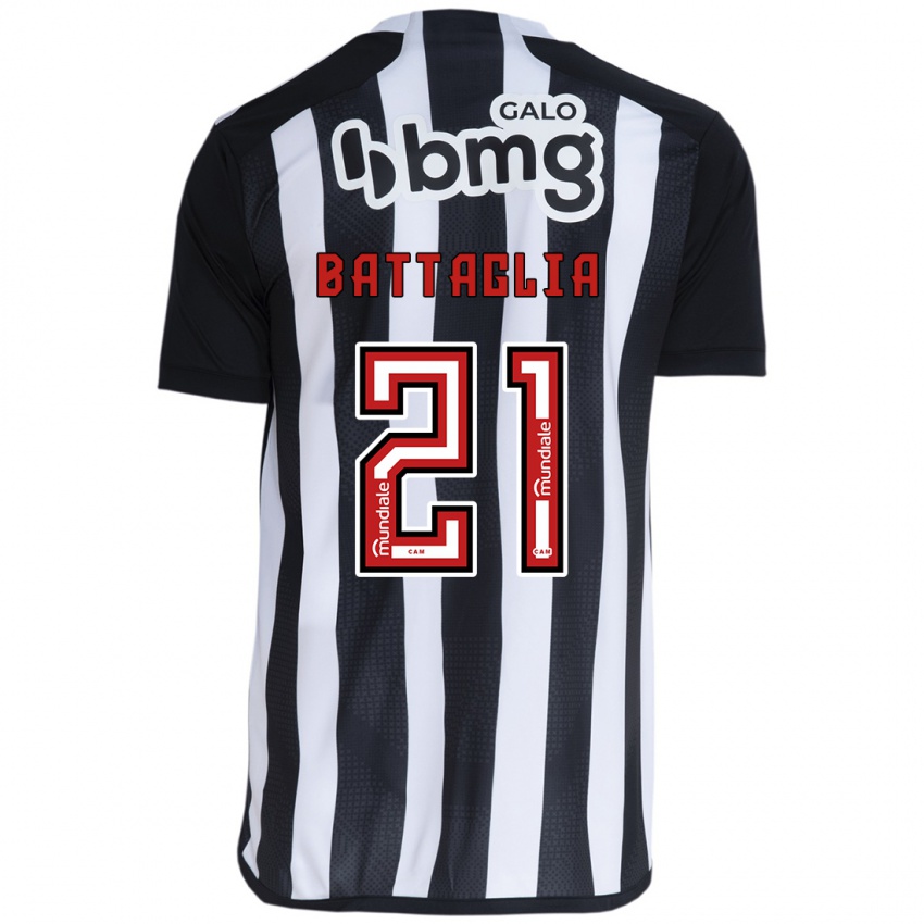 Niño Camiseta Rodrigo Battaglia #21 Blanco Negro 1ª Equipación 2024/25 La Camisa Argentina