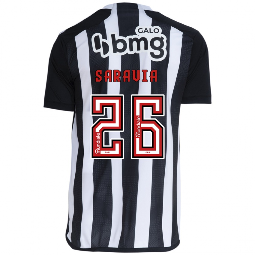 Niño Camiseta Renzo Saravia #26 Blanco Negro 1ª Equipación 2024/25 La Camisa Argentina