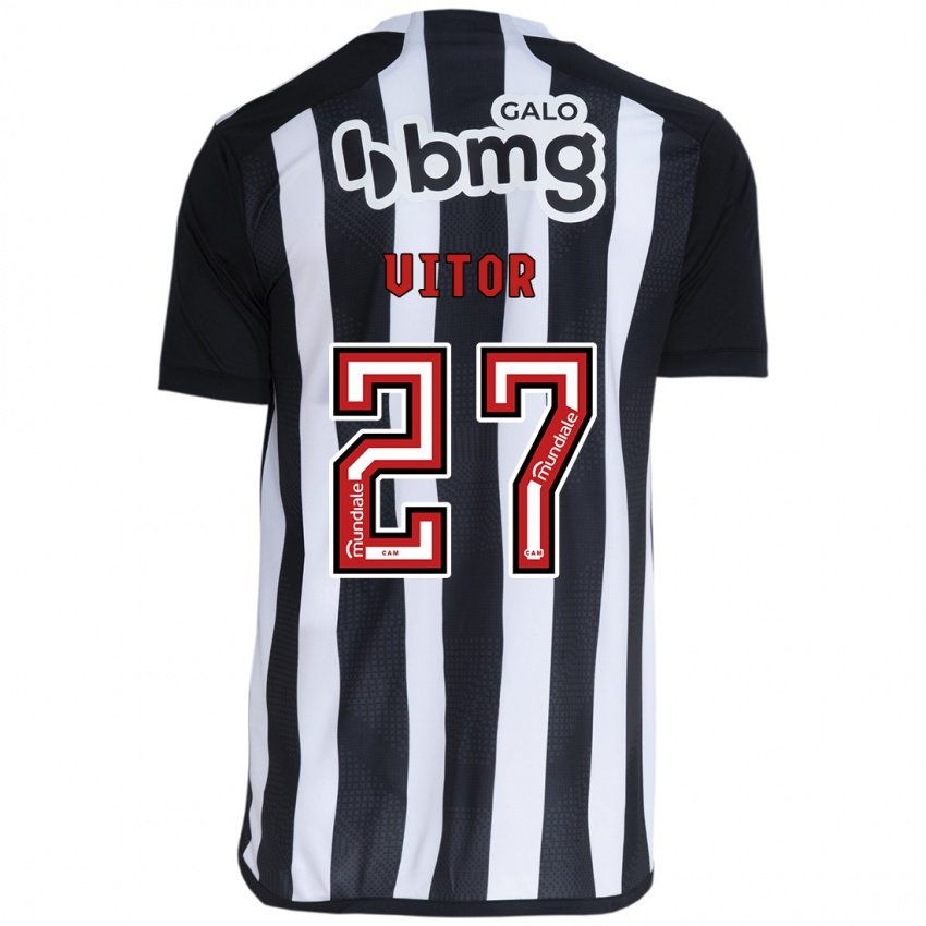 Niño Camiseta Paulo Vitor #27 Blanco Negro 1ª Equipación 2024/25 La Camisa Argentina