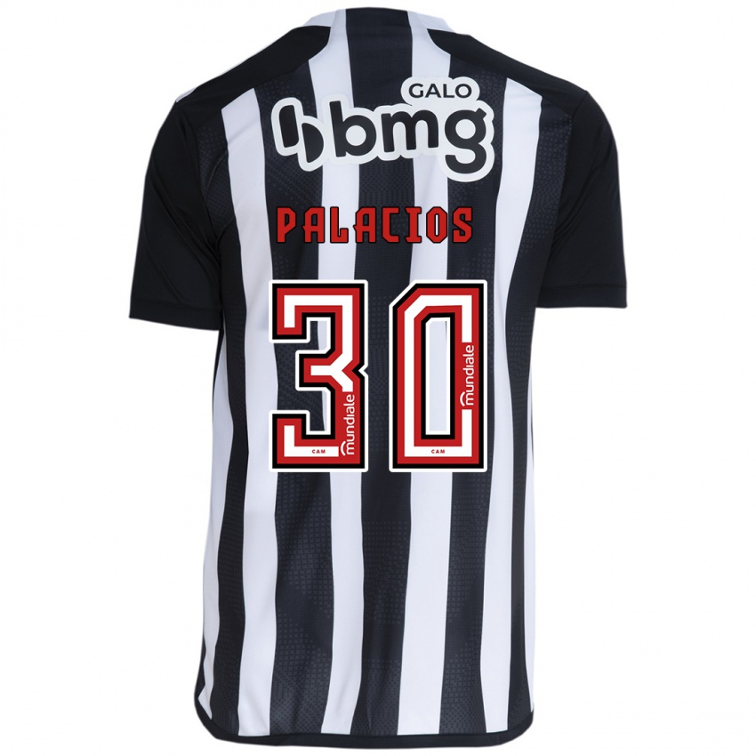 Niño Camiseta Brahian Palacios #30 Blanco Negro 1ª Equipación 2024/25 La Camisa Argentina