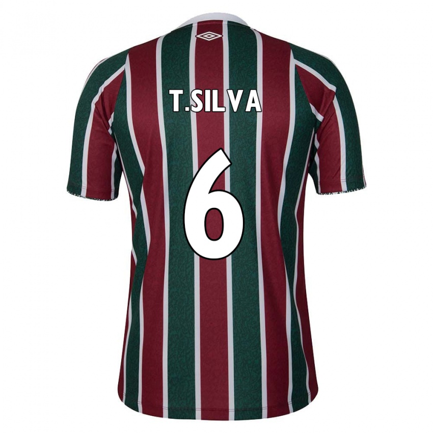 Niño Camiseta Thiago Silva #6 Verde Granate Blanco 1ª Equipación 2024/25 La Camisa Argentina