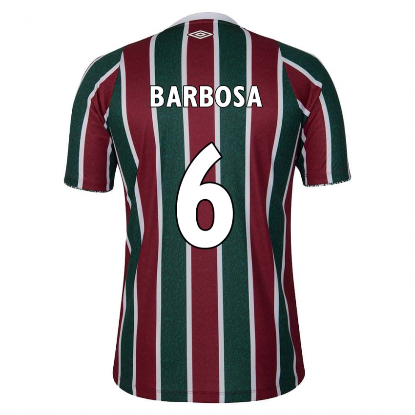 Niño Camiseta Diogo Barbosa #6 Verde Granate Blanco 1ª Equipación 2024/25 La Camisa Argentina