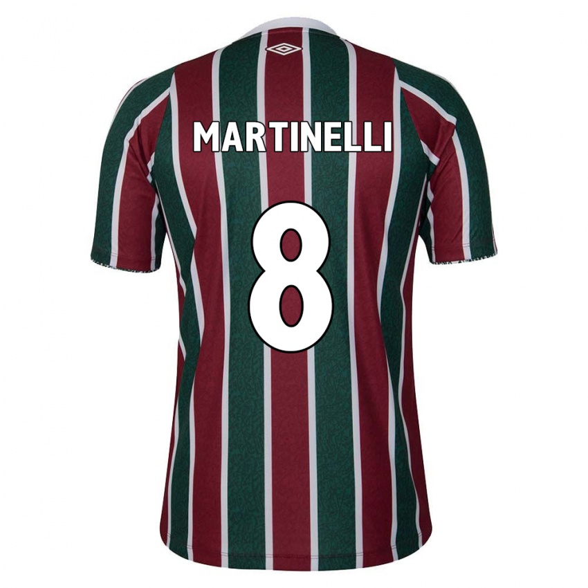 Niño Camiseta Martinelli #8 Verde Granate Blanco 1ª Equipación 2024/25 La Camisa Argentina