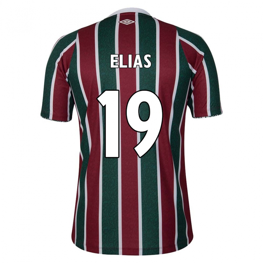 Niño Camiseta Kauã Elias #19 Verde Granate Blanco 1ª Equipación 2024/25 La Camisa Argentina