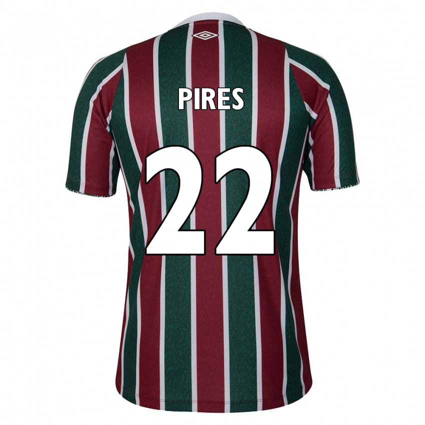 Niño Camiseta Gabriel Pires #22 Verde Granate Blanco 1ª Equipación 2024/25 La Camisa Argentina