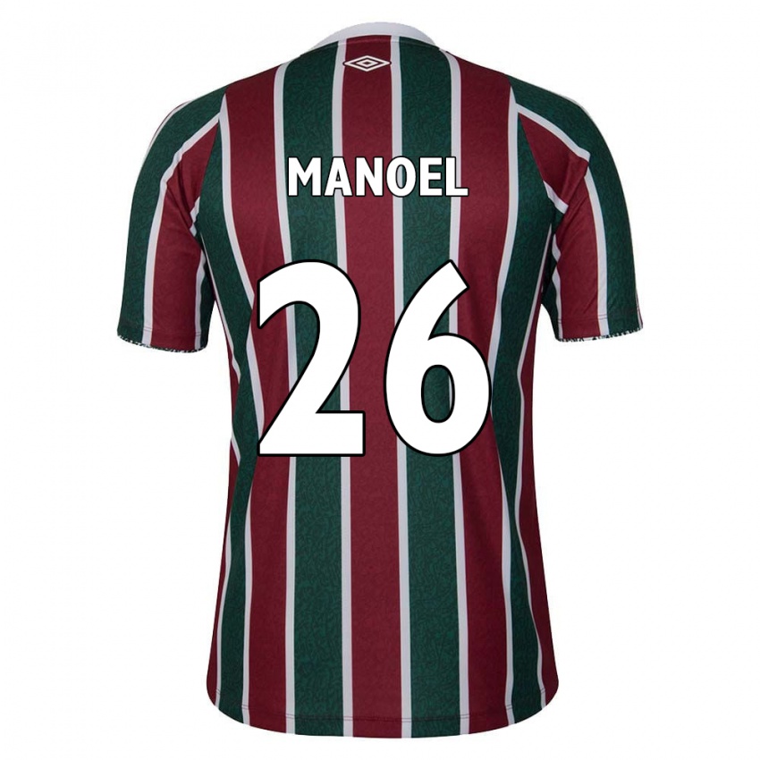 Niño Camiseta Manoel #26 Verde Granate Blanco 1ª Equipación 2024/25 La Camisa Argentina