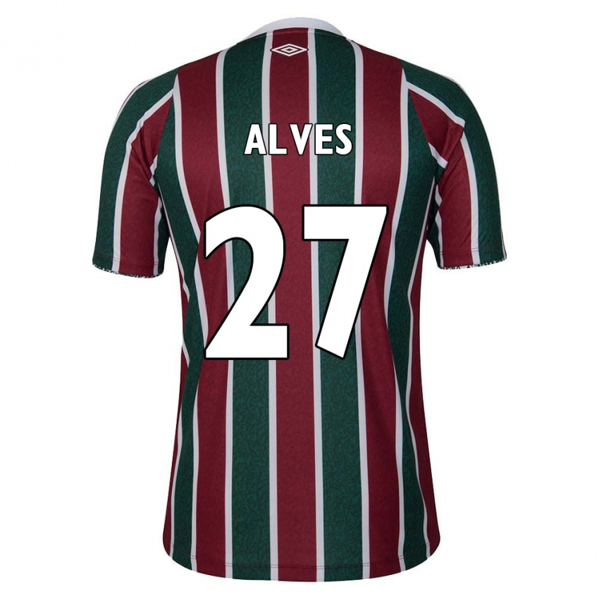 Niño Camiseta Felipe Alves #27 Verde Granate Blanco 1ª Equipación 2024/25 La Camisa Argentina