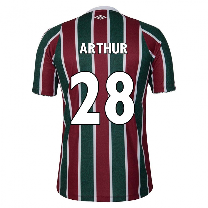 Niño Camiseta Arthur #28 Verde Granate Blanco 1ª Equipación 2024/25 La Camisa Argentina